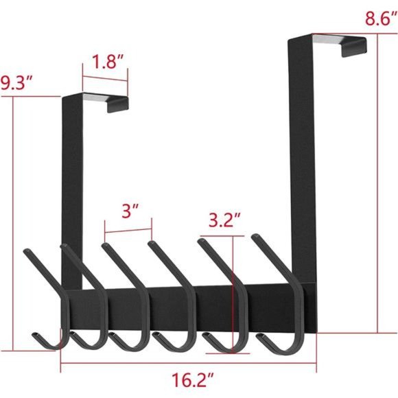 Over The Door Hook, Stainless Steel Heavy Duty Over Door Hanger Holder Coat Hat - Picture 2 of 6